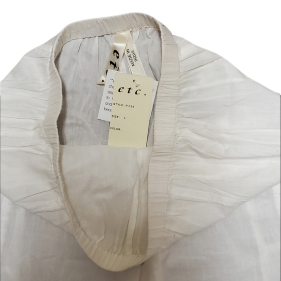 White Sheer Wide Leg Elastic Waistband Etc. By lazy daisy Boho Palozza Pants - Picture 6 of 13